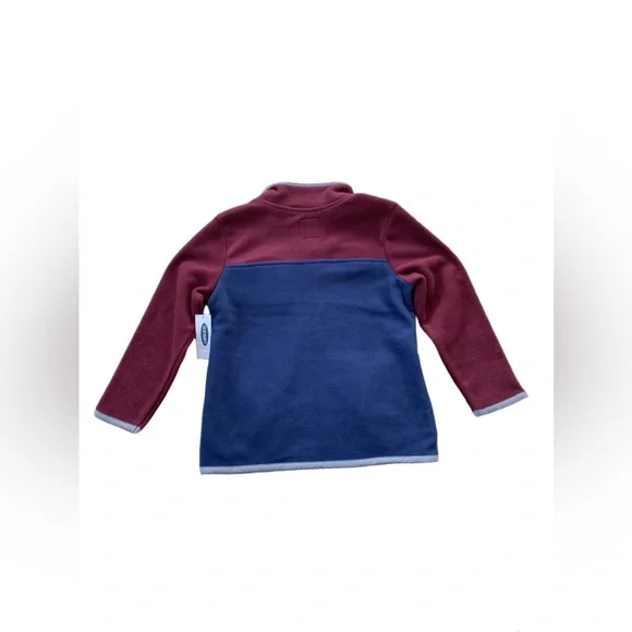 Old Navy NWT Size 5T Maroon and Navy Snap-T Fleece Pullover Sweatshirt - Picture 2 of 6